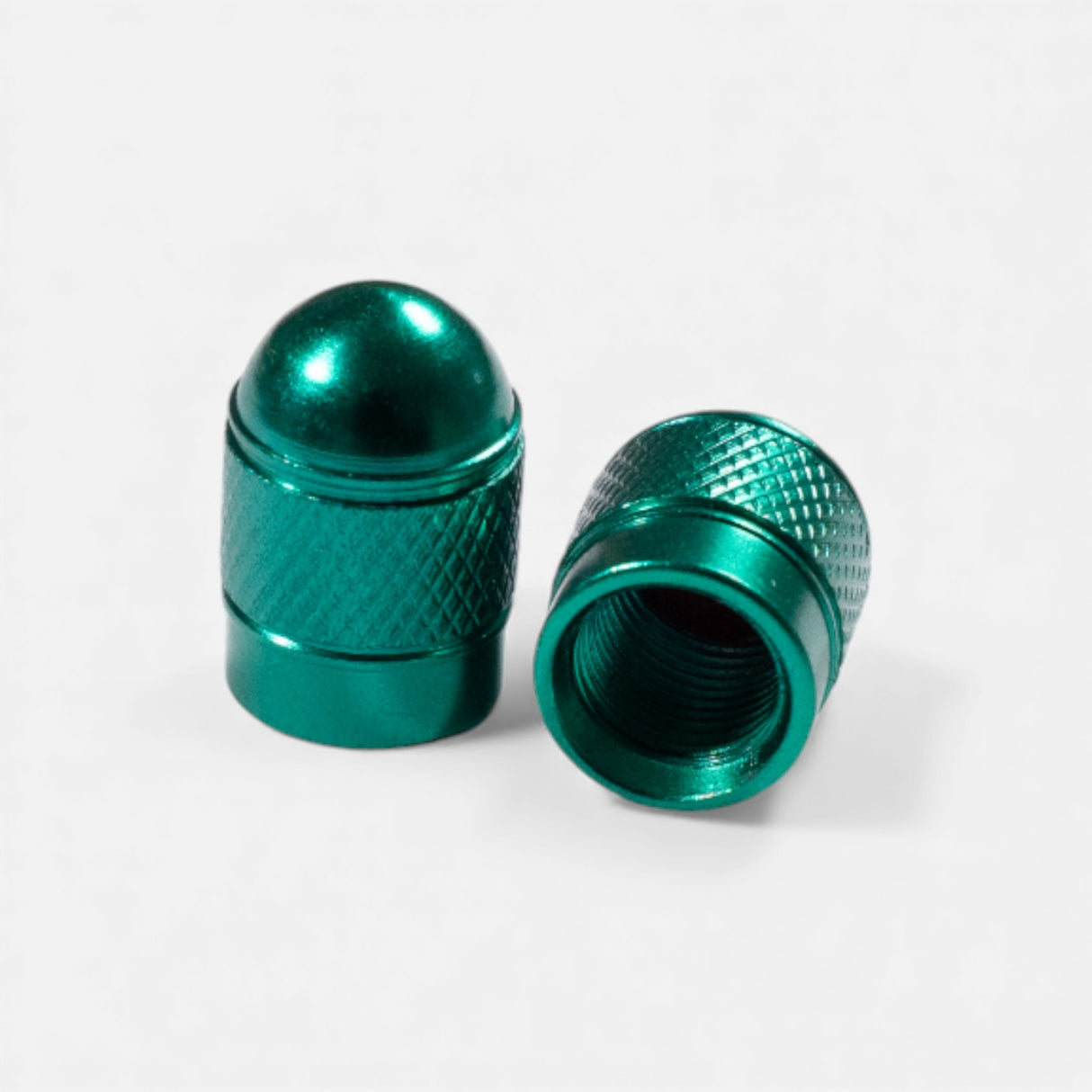 Bouchons de valve verts ronds en aluminium (x2) – Trottinette, vélo, voiture