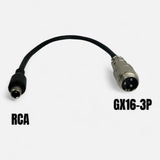 Adaptateur GX16 3 pins mâle vers connecteur RCA