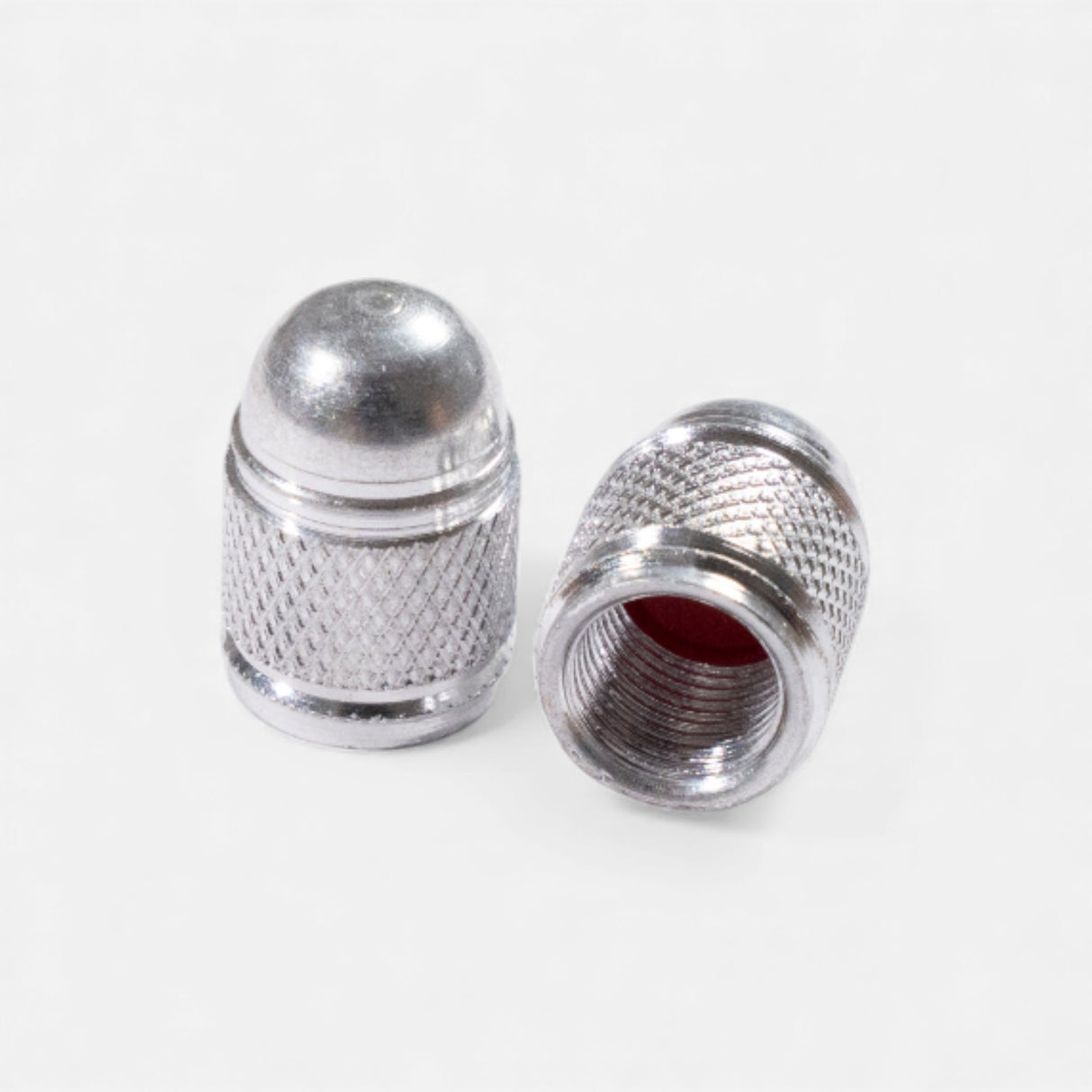 Bouchons de valve argentés ronds en aluminium (x2) – Trottinette, vélo, voiture