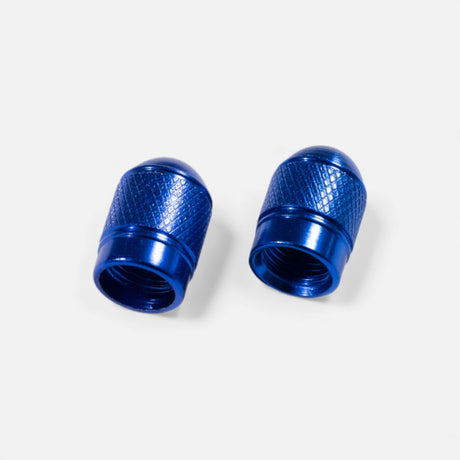 Bouchons de valve bleus ronds en aluminium (x2) – Trottinette, vélo, voiture