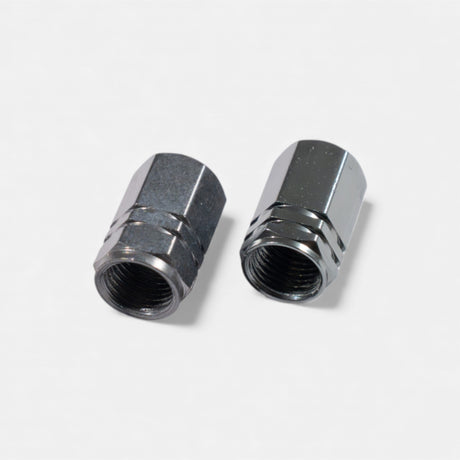 Bouchons de valve gris en aluminium (x2) – Trottinette, vélo, voiture