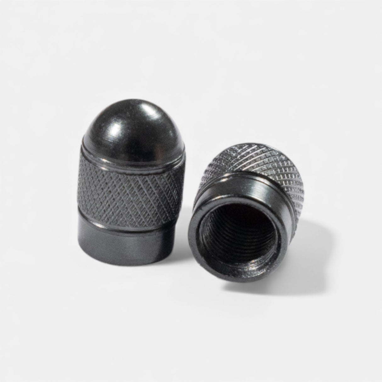 Bouchons de valve gris ronds en aluminium (x2) – Trottinette, vélo, voiture