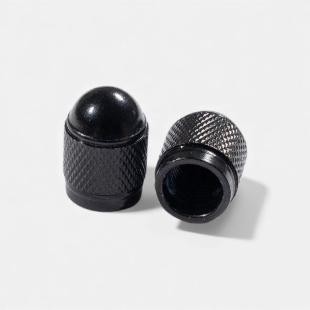 Bouchons de valve noirs ronds en aluminium (x2) – Trottinette, vélo, voiture
