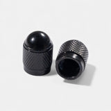 Bouchons de valve noirs ronds en aluminium (x2) – Trottinette, vélo, voiture