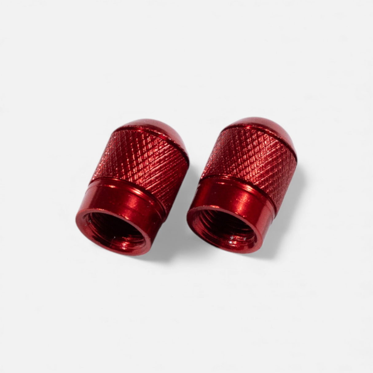 Bouchons de valve rouges ronds en aluminium (x2) – Trottinette, vélo, voiture
