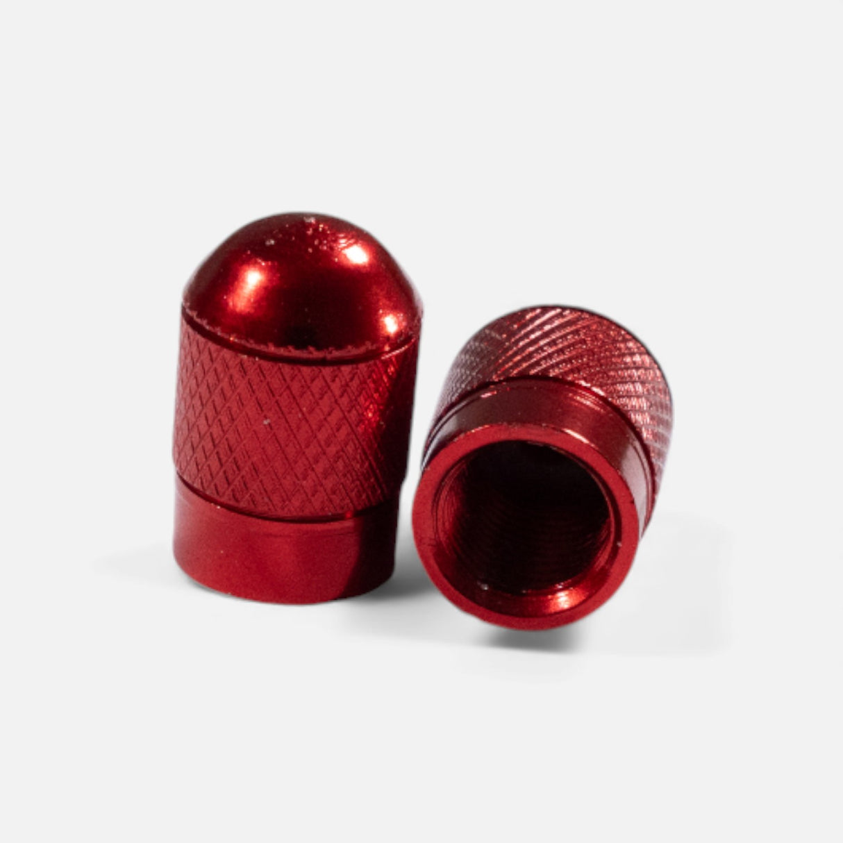 Bouchons de valve rouges ronds en aluminium (x2) – Trottinette, vélo, voiture