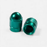 Bouchons de valve verts ronds en aluminium (x2) – Trottinette, vélo, voiture