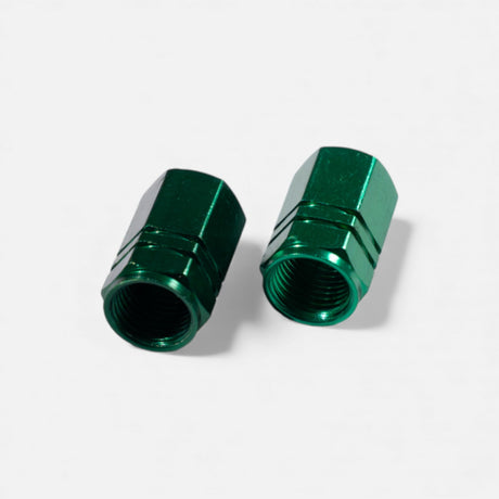 Bouchons de valve verts en aluminium (x2) – Trottinette, vélo, voiture