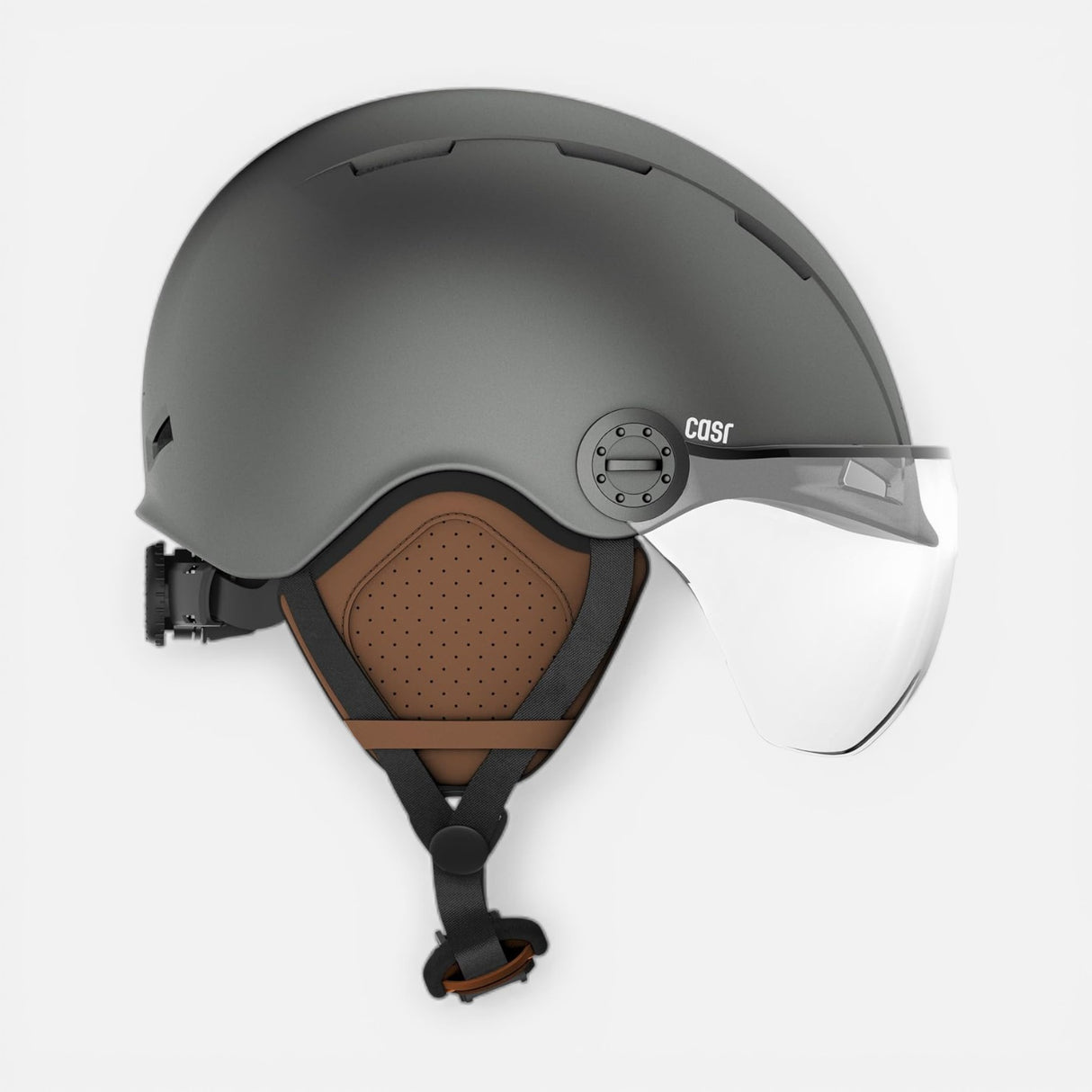 Grauer CASR-Helm mit Visier