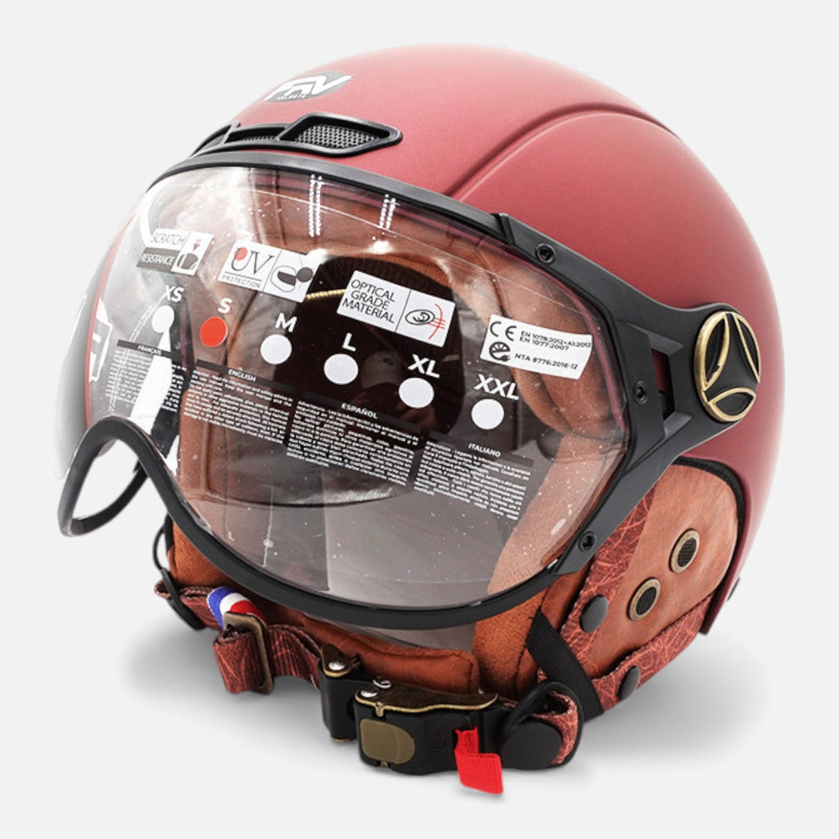 JET FRV Helm – Mattes Bordeaux